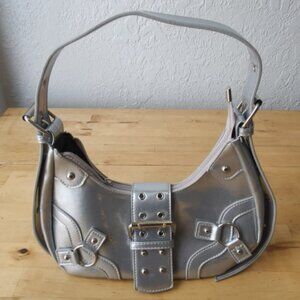 Silver Faux Leather Shoulder Bag